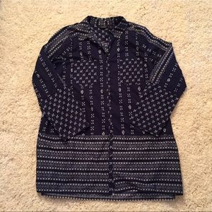 Navy blue button down cover up